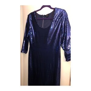 Blue sequin shift dress